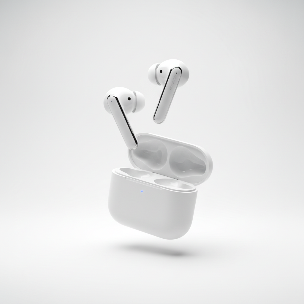 Auricolari bianchi con custodia aperta